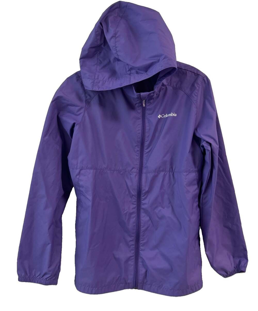 Columbia Switchback II Rain Wind Jacket Girl Youth XL 18-20 Hood Full Zip Purple